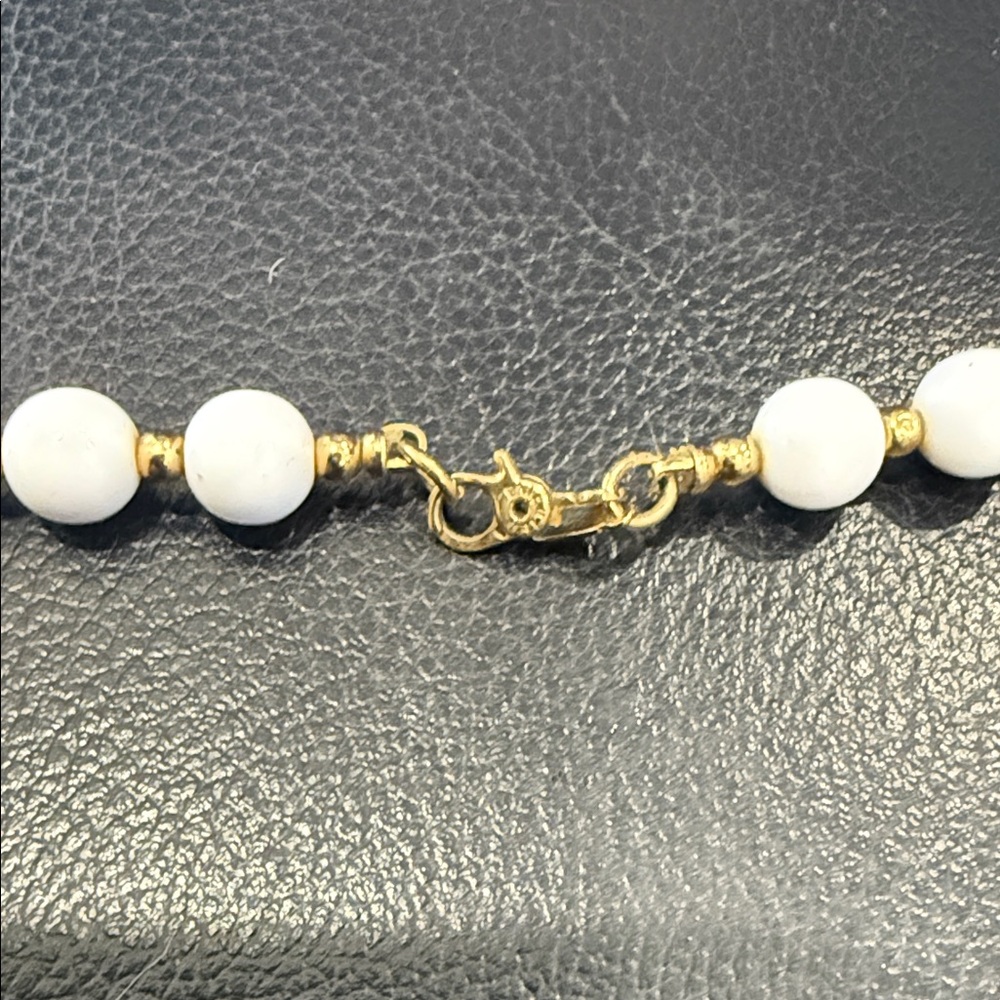 Monet Elegant White and Gold Beaded Necklace